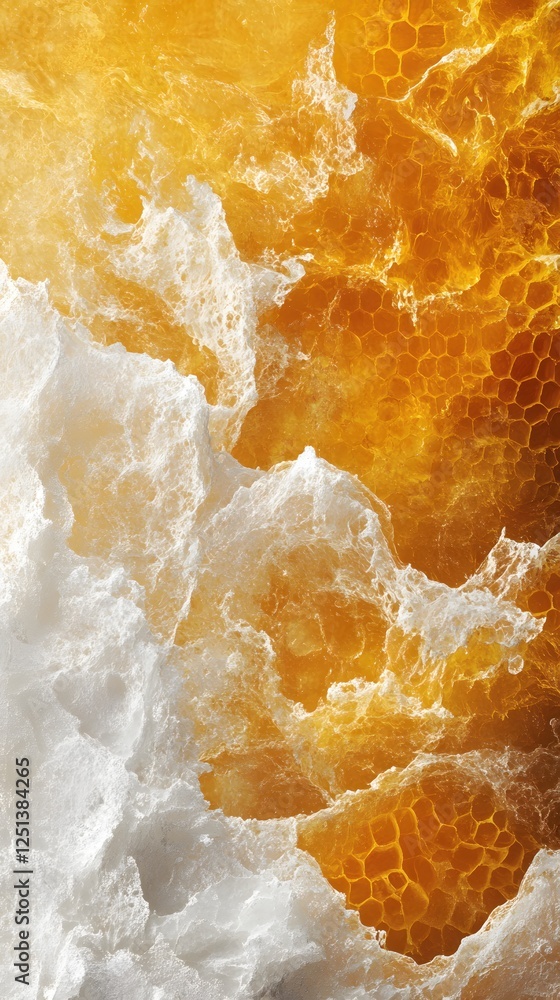 Poster abstract honeycomb texture with white foam surface a visually stunning and unique background