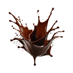 A chocolate splash isolated on a transparent background