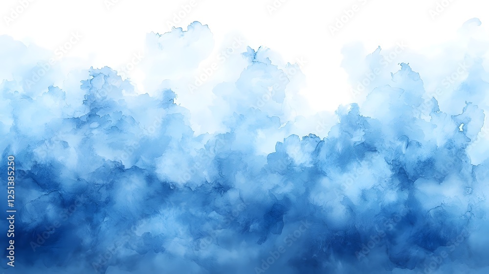 Poster a serene abstract watercolor pattern showcasing soft shades of blue, creating a tranquil and calming