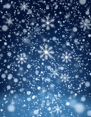 Fototapeta premium Sparkling Snowfall: Dynamic 3D Illustration of Falling Christmas Snowflakes, professional photography. with white shades