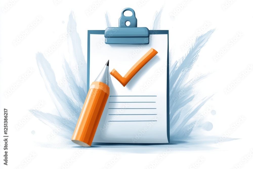 Poster A clean minimalist icon of a checklist with checkmarks, symbolizing a completed placement test