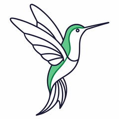 Simple a Kingfisher line art vector white background