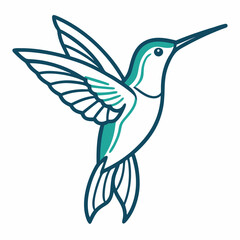 Simple a Kingfisher line art vector white background