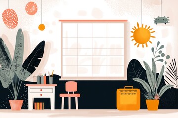 A colorful vector infographic of different classroom settings around the world