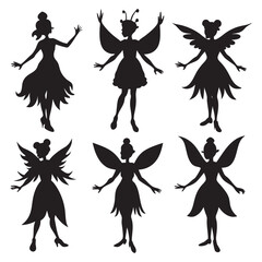 Fairy magic silhouettes set large pack of vector silhouette design 