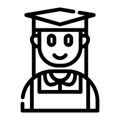Graduation woman avatar cut line icon