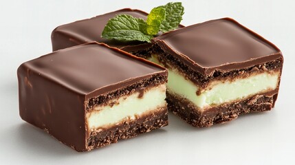 Mint chocolate squares, a delightful treat! Indulge in the rich chocolate and refreshing mint filling.