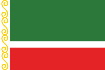 Obraz premium Flag of Chechnya. Chechnya flag. The official ratio. Flag icon. Standard color. Standard size. A rectangular flag. Vector illustration.