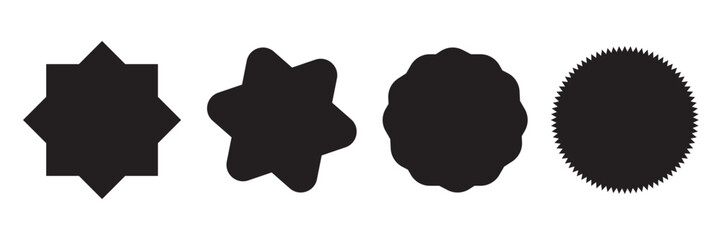 Star burst sticker vector set. Stars collection. Star icons. Starburst flower sale badge. Star blank label, stickers emblem. Shine symbol illustration. Sun ray frames, quality signs, sale icon