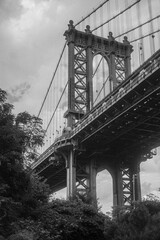 brooklyn bridge close up b/w