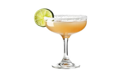 Cinco de Mayo PNG file of a margarita glass with lime slice and salt rim, isolated on white background