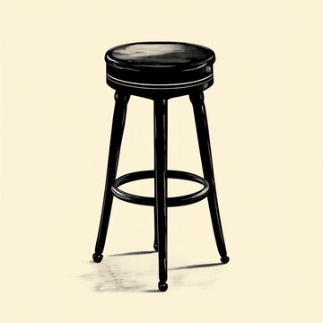 recommend clip art: A Classic Black Wooden Bar Stool Design