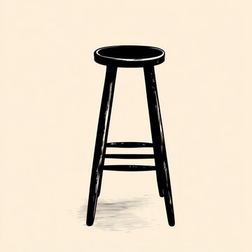 recommend clip art: A Simple Black Wooden Bar Stool Illustration