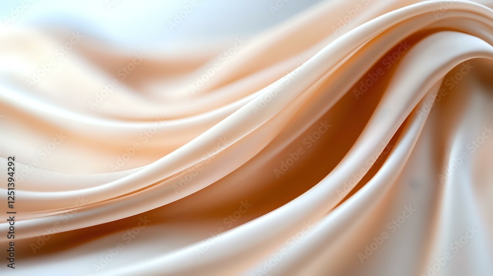 Aufkleber smooth flowing waves of beige and white silk fabric create elegant abstract curves and lines against