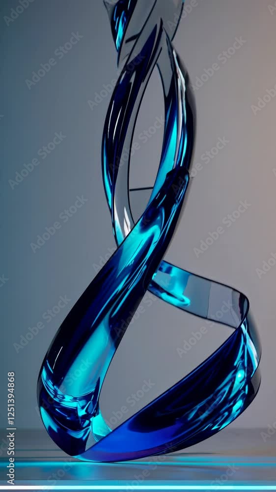 Aufkleber An abstract composition of fluid, glass-like structures in blue and red tones.