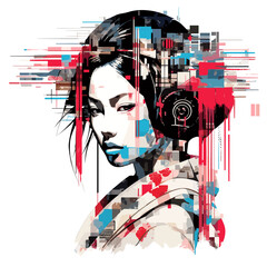 Japanese Woman Portrait Geisha Tradition Culture Abstract