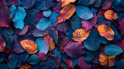 colorful leaves background dark blue purple vibrant nature abstract artistic design