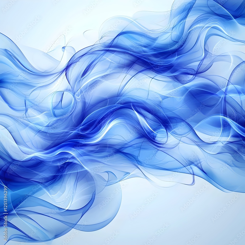 Poster flowing abstract blue waves create a smooth and tranquil atmosphere, evoking feelings of serenity an