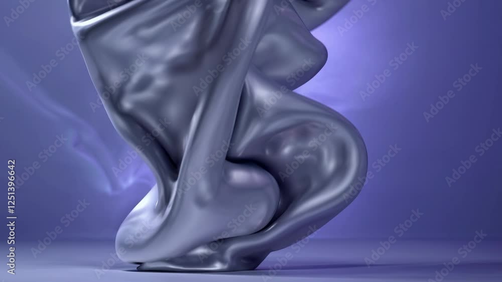 Fototapete a surreal floating organic shape with a smooth, wavy texture against a gradient futuristic backgroun