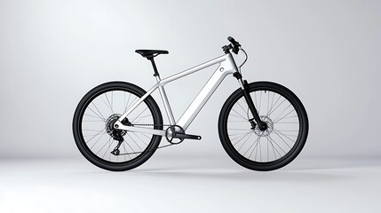 Naklejka premium A futuristic metallic bicycle frame showcasing innovative design features and aesthetics.