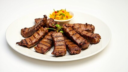 Delicious Grilled Liver Slices with Tangy Salad Garnish