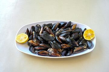 Turkish Street Food Stuffed Mussels with Lemon - Midye Dolma