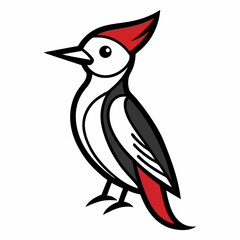 Simple a Woodpecker line art vector white background