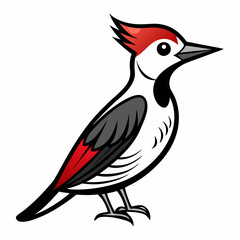 Simple a Woodpecker line art vector white background