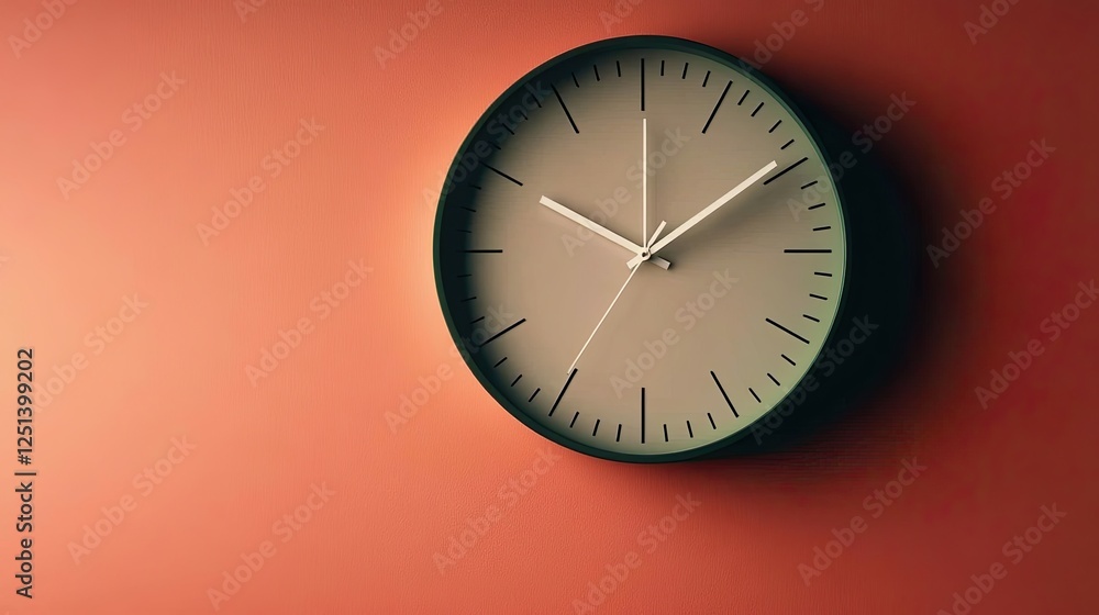 Poster modern minimalist clock with lime cream face radiating calm on a pastel backdrop