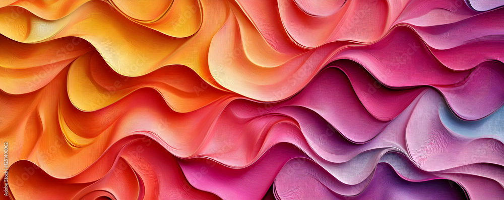 Poster vibrant abstract waves of colorful paper textures creating a dynamic visual flow