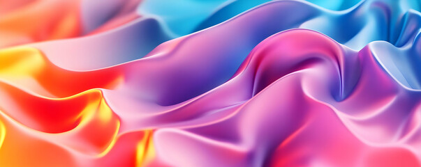 Obraz premium Colorful, flowing fabric waves in vibrant hues creating a dynamic background