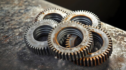 Rusty gears representing teamwork and industrial collaboration