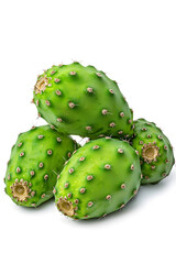 Raw Green Prickly Pear Fruit isolated on white