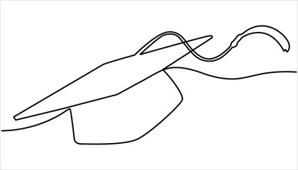 Graduation cap and diploma continuous one line drawing. hand drawn line art vector illustration of graduation hat. Continuous cap one line art drawing of graduation hat concept outline vector.