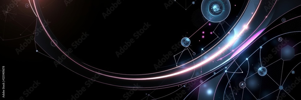Poster abstract digital background with glowing lines and circles