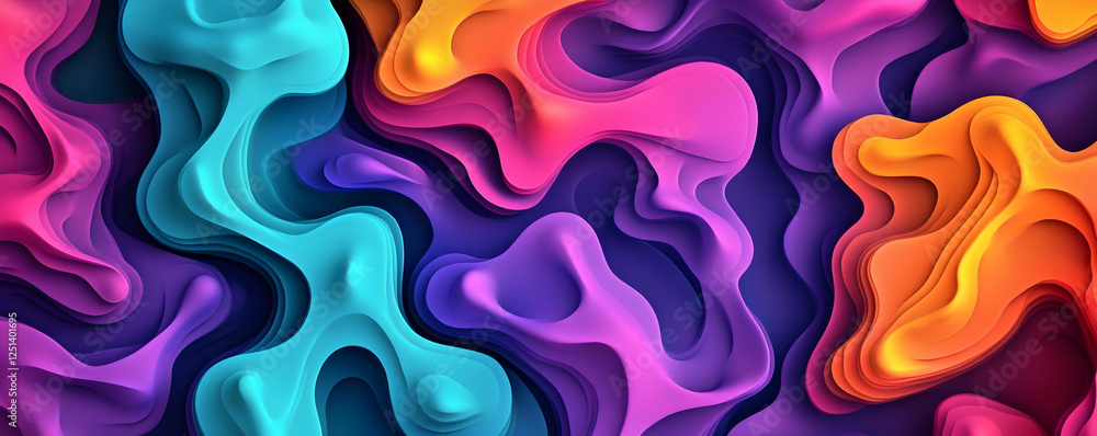 Poster abstract colorful fluid shapes creating a vibrant, dynamic background design