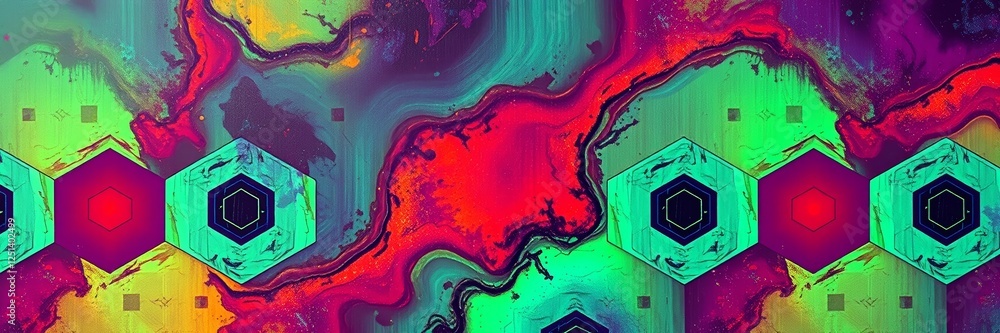 Poster abstract colorful pattern with geometric shapes