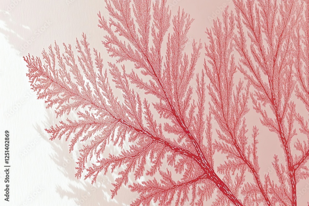 Poster coral silhouette creating a serene and minimalist composition against a soft pastel backdrop