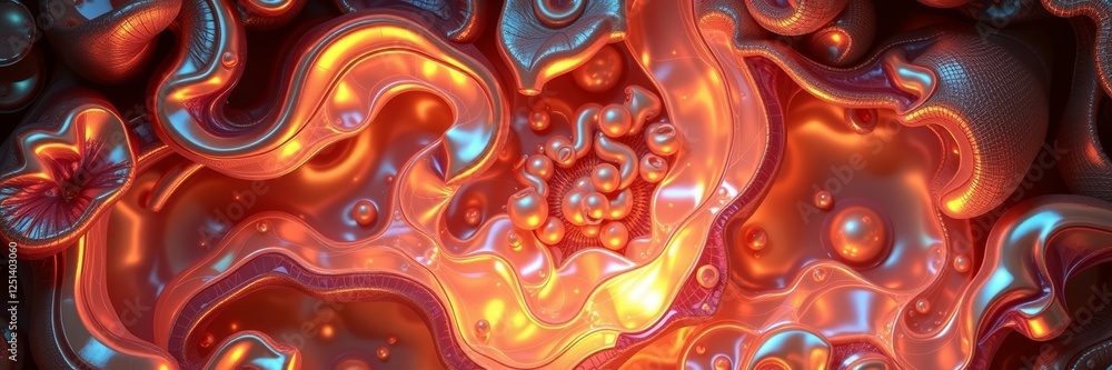 Poster abstract colorful liquid texture with glowing patterns