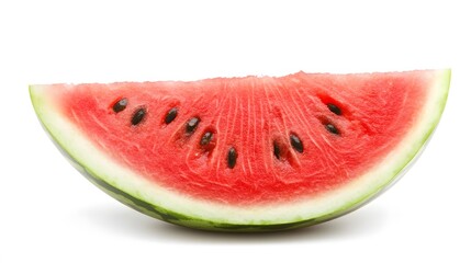 A fresh watermelon slice, isolated on a white background