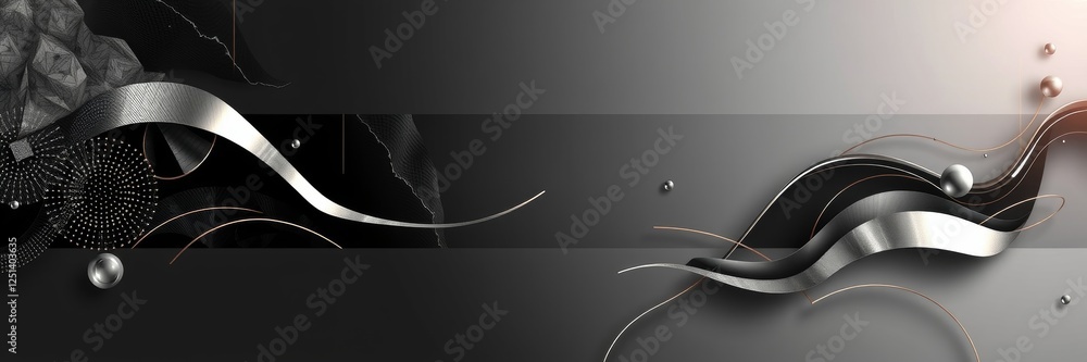 Poster abstract metallic design with flowing lines and shapes