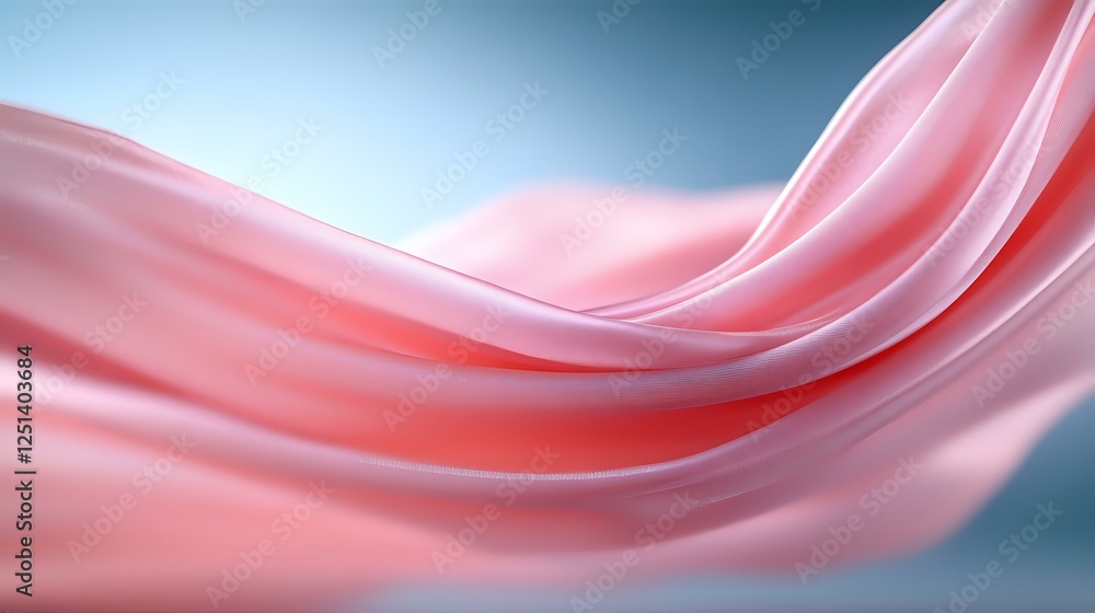 Poster smooth flowing coral pink and turquoise waves create elegant abstract background with soft gradient 