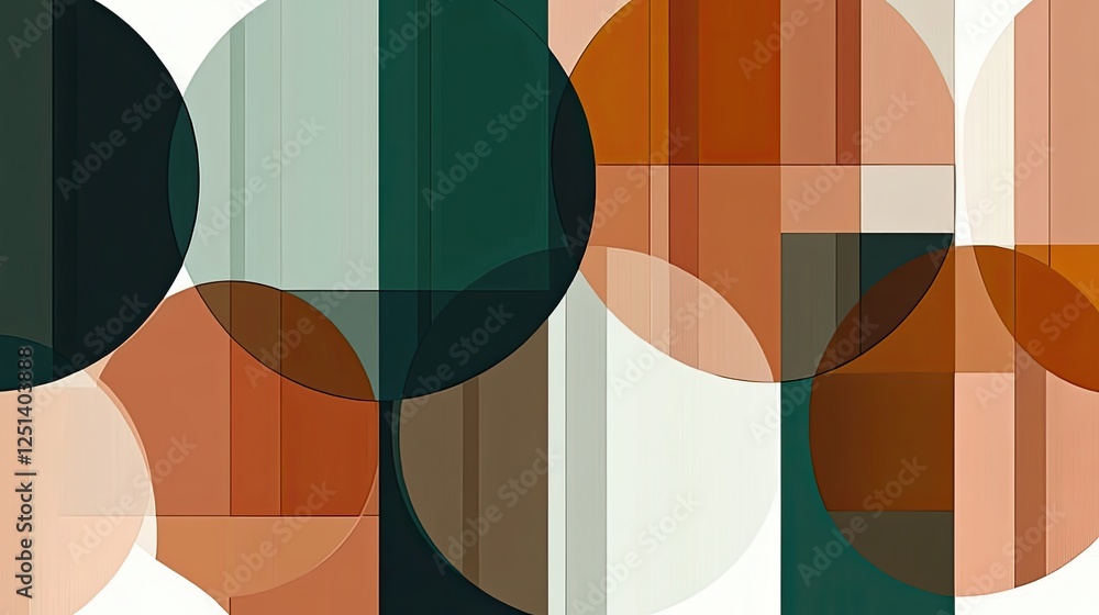 Poster Overlapping Geometric Color Blocks Create a Harmonious Composition in Muted Earth Tones and Pastels