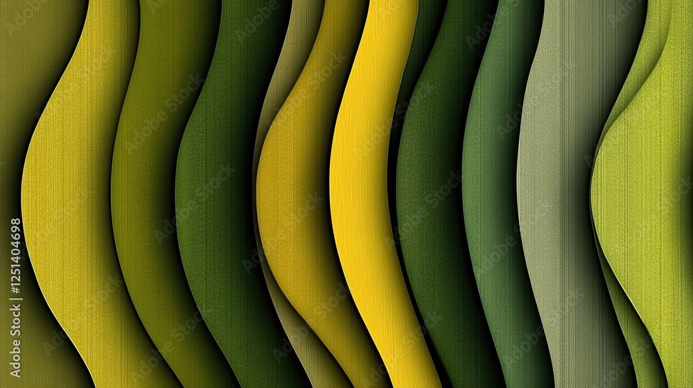 Aufkleber Layers of Lime Cream Create an Elegant Paper Cut Effect With Dynamic Curves for Text Presentation