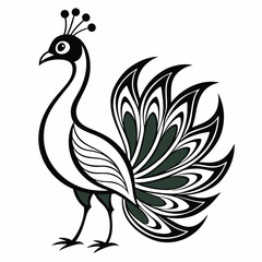 Simple a Peacock line art vector white background