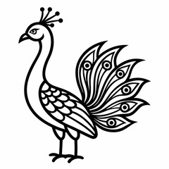 Fototapeta premium Simple a Peacock line art vector white background