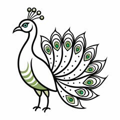 Simple a Peacock line art vector white background