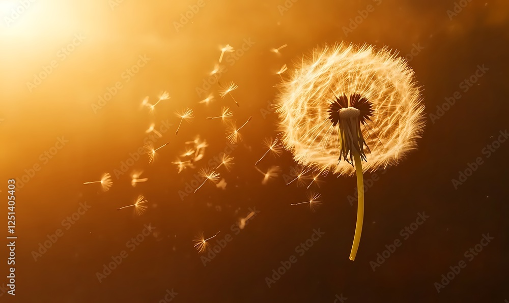 Poster floating dandelion art image with a modern aesthetic, perfect for creative projects and nature-theme