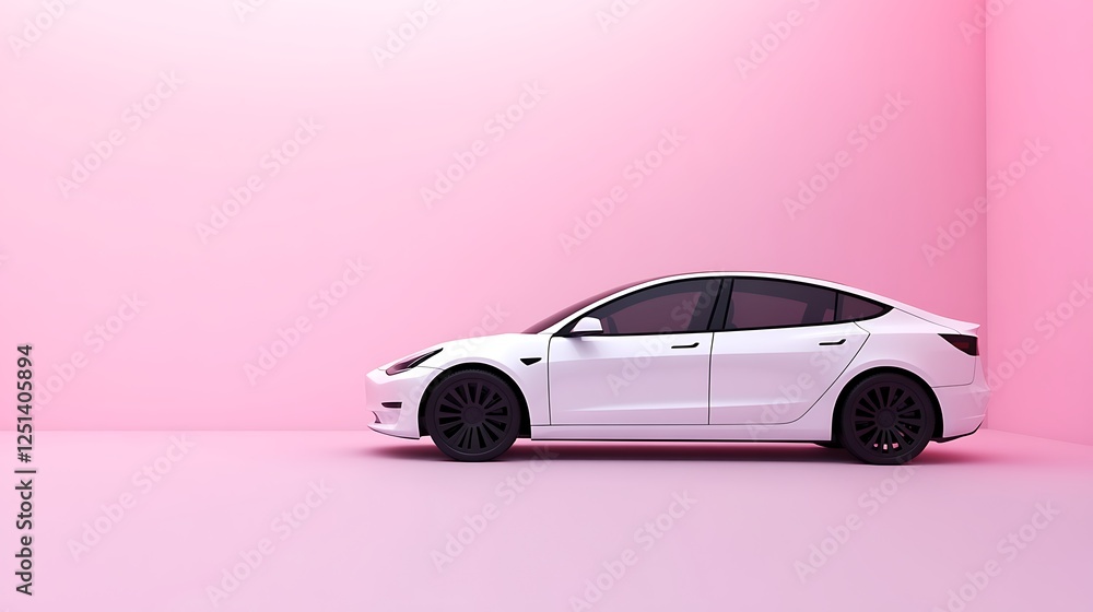 Poster Sleek modern electric car side view image, emphasizing minimalistic design and innovation in automotive technology.