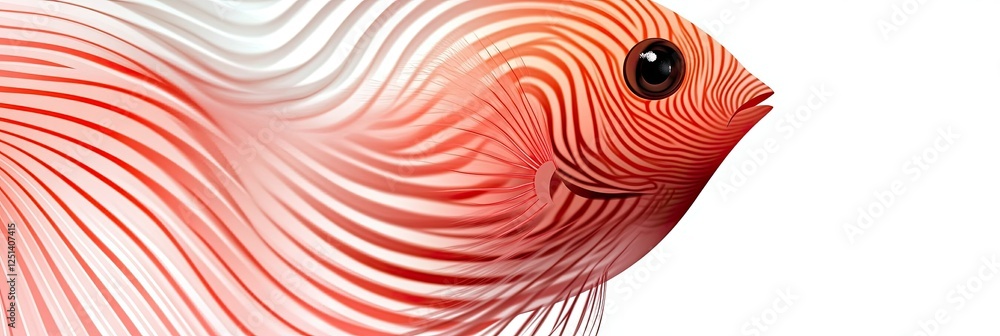 Poster abstract fish shape in soft gradients depicting modern minimalism and creativity